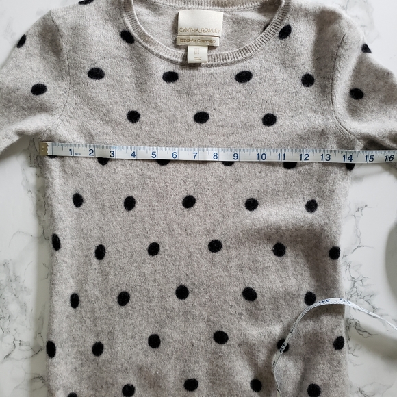 Cynthia Rowley Grey Black Polka Cashmere Sweater - Picture 6 of 9